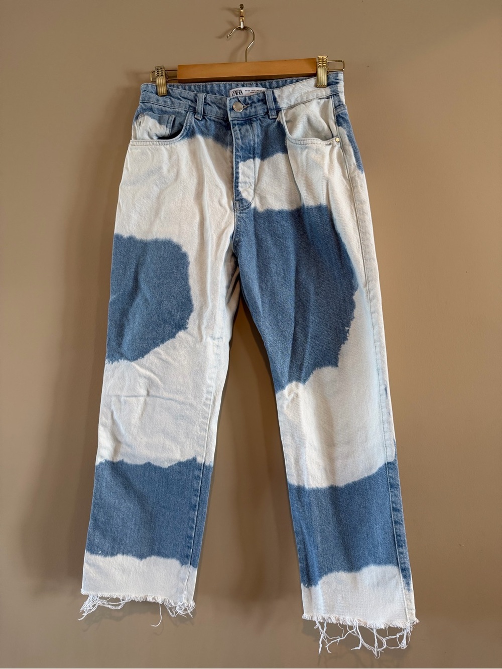 ZARA Bleached Two Tone Wide Leg Jeans Size 6